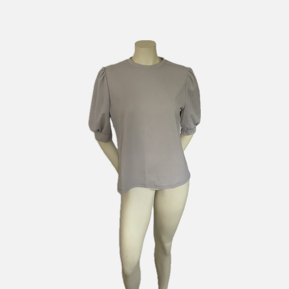 Gray Puff Sleeve Women's Top